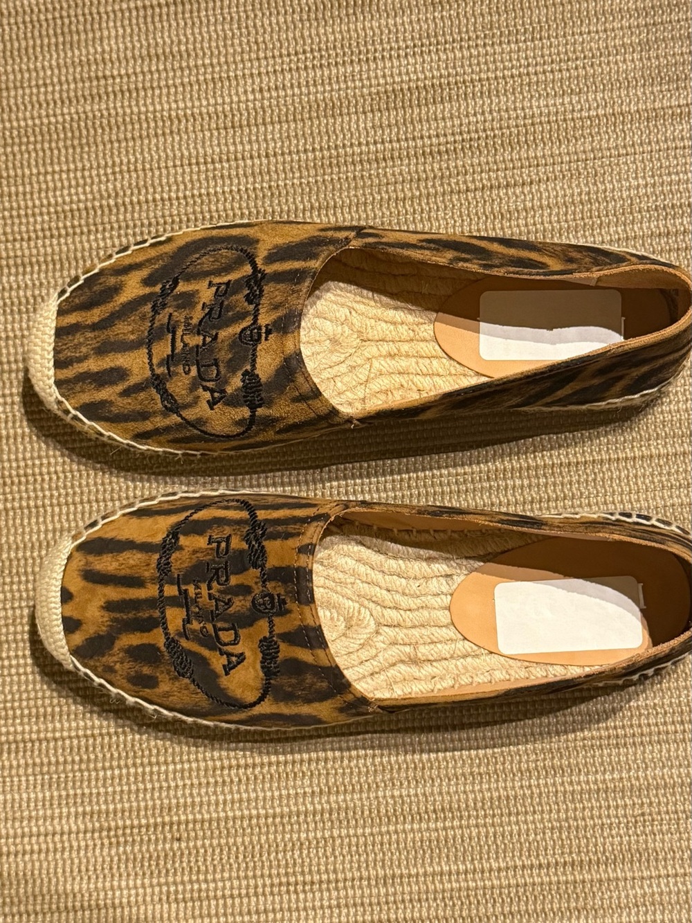 Prada Brown Tiger-Print Espadrille Flats